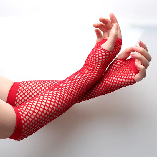 1Pair Neon Fishnet Fingerless Long Gloves