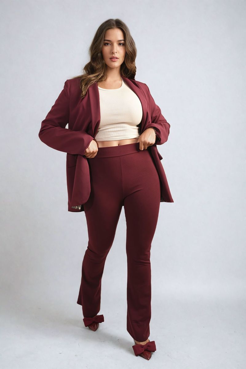 High Waisted Flare Leg Trouser