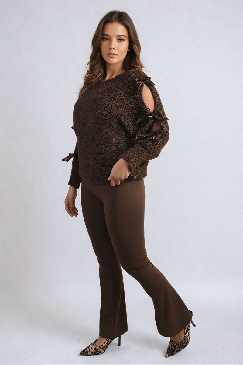 High Waisted Flare Leg Trouser