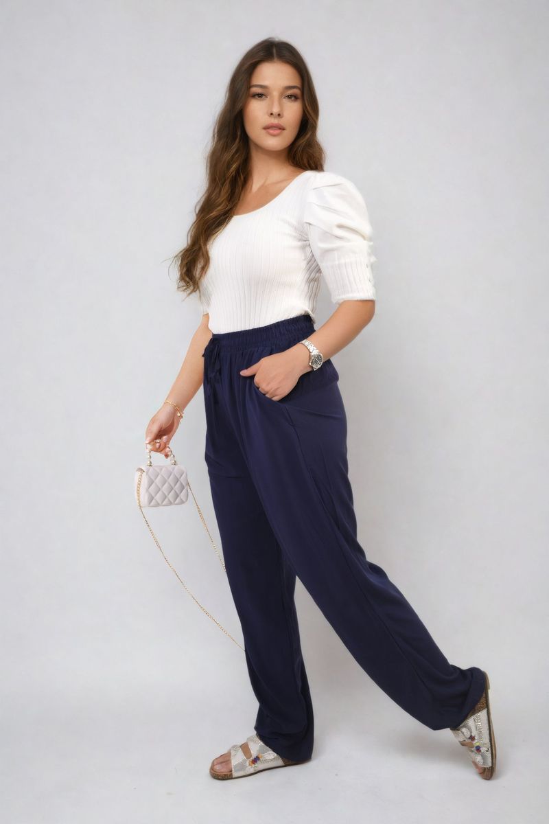 Drawstring High Waist Trouser with Side Pockets