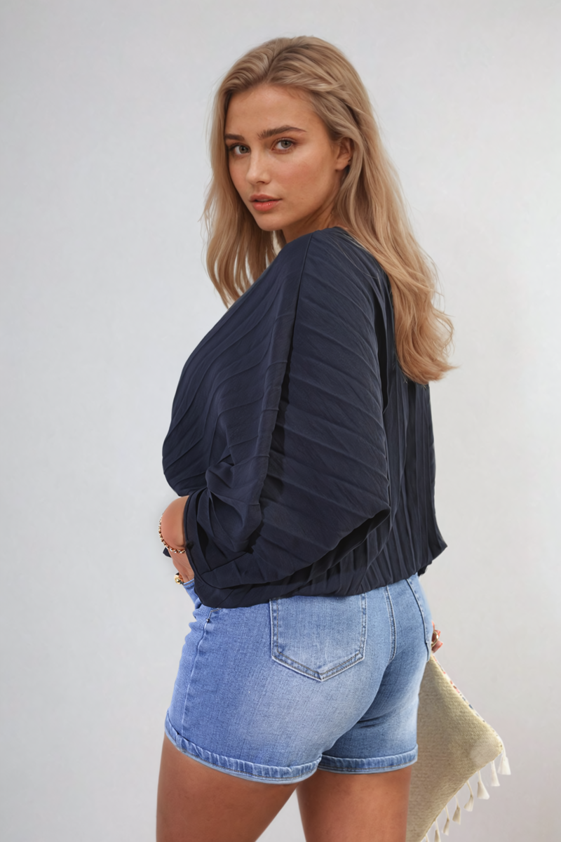 Batwing Oversized Pleated Top