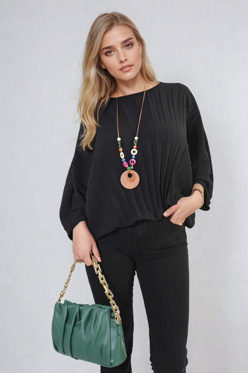 Batwing Oversized Pleated Top