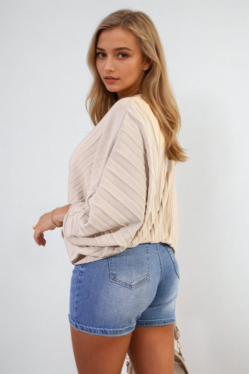 Batwing Oversized Pleated Top